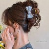 Back Head Blue Denim Bow Barrettes
