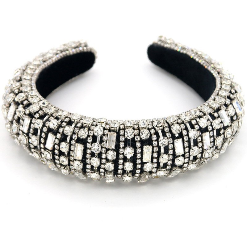 Solid Color Headband Headwear With Rose Gold Rhinestones Inlaid Stone Headband