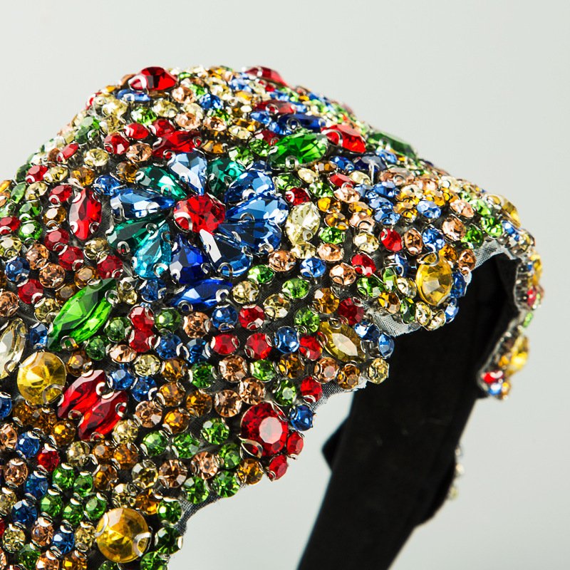 Starry Sky Color Rhinestone Wide Brim Hair Band Female Online Influencer Fabric Personalized Headdress