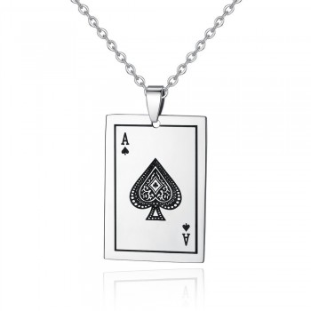 Stainless Steel   Spades Pendant Necklace