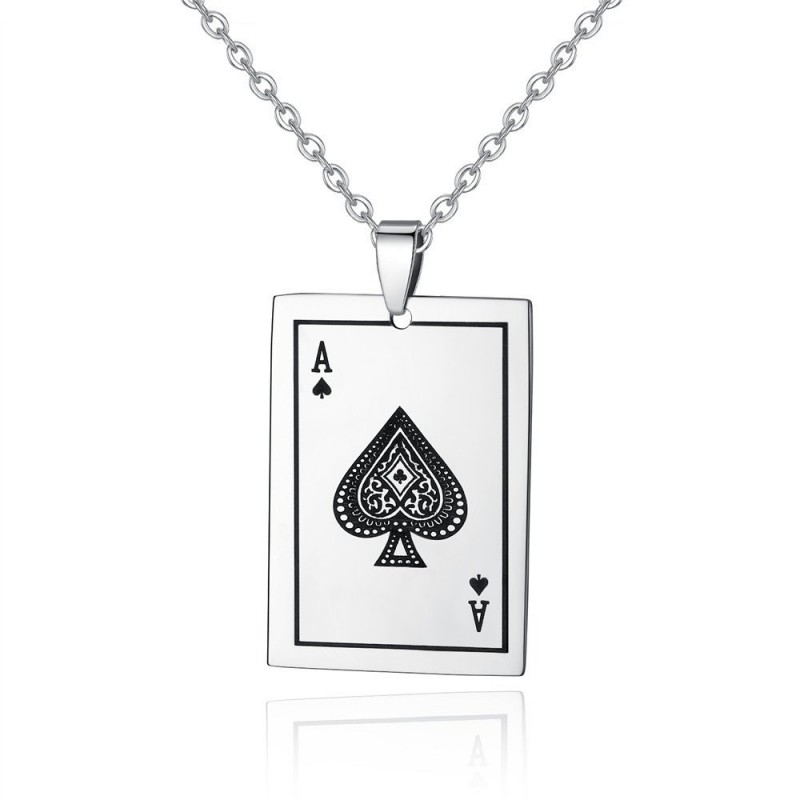 Stainless Steel   Spades Pendant Necklace