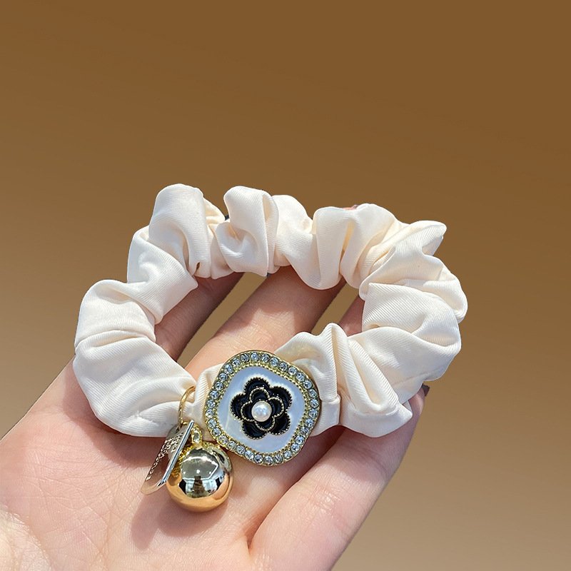 Camellia Large Intestine Hair Ring Retro Ponytail Hair String