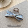 Back Head Blue Denim Bow Barrettes