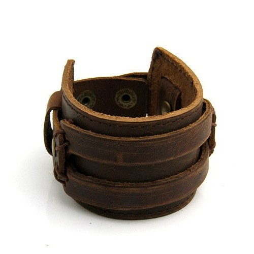 Two Rows Of First Layer Cowhide Bracelets Wide Leather Bracelets