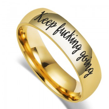 Punk Keep Going Letter Rings for Men Jewelry Fashion Stainless Steel Gold Silver Color Encourage Inspiration Ring Boyfriend Gift