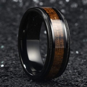 Wood Grain Stainless Steel Ring