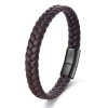 Black Leather Cord Cowhide Double-layer Stainless Steel