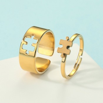 Silver Puzzle Couple Couple Rings Stainless Steel Ring Ornament