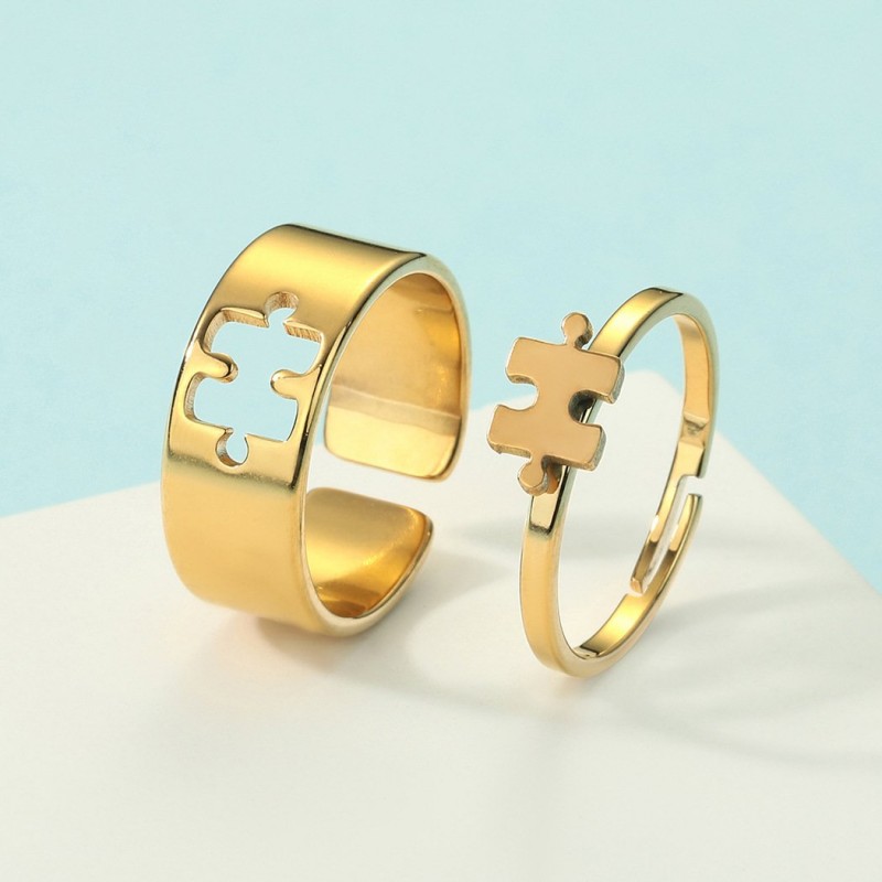 Silver Puzzle Couple Couple Rings Stainless Steel Ring Ornament
