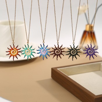 Stainless Steel Sun Pendant Necklace