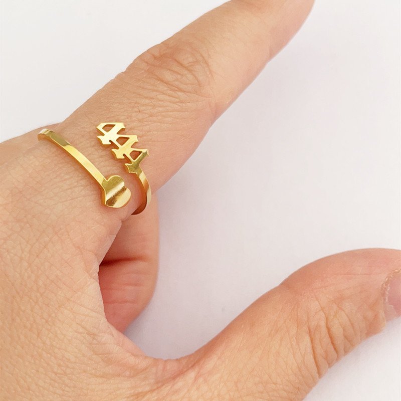 Number Ring Stainless Steel Lucky Number Ring