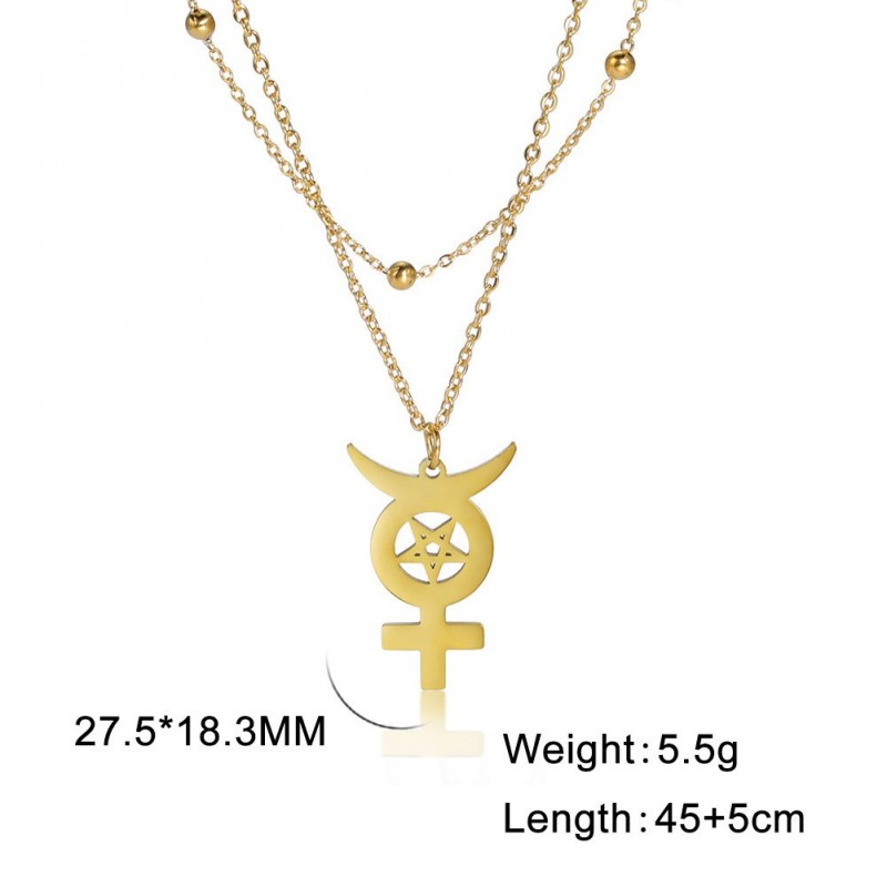 Star Moon Stainless Steel Necklace