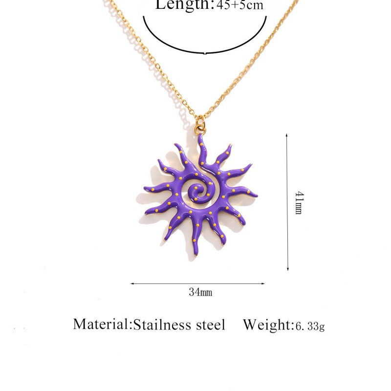 Stainless Steel Sun Pendant Necklace