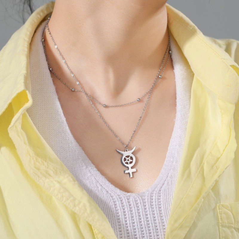 Star Moon Stainless Steel Necklace