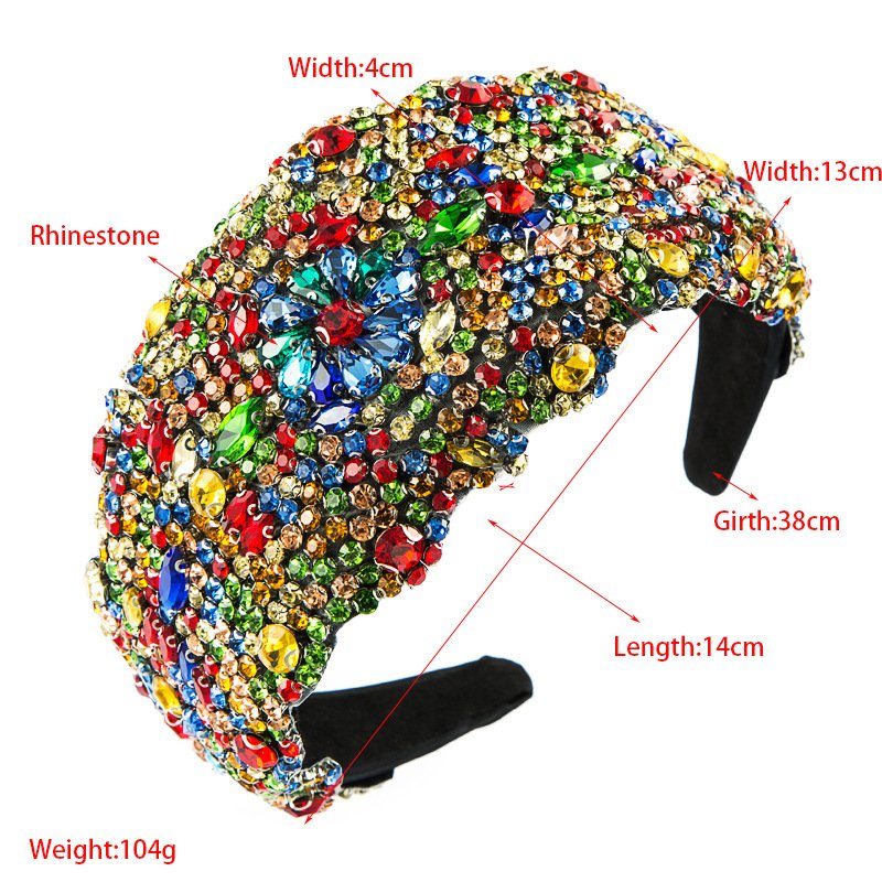 Starry Sky Color Rhinestone Wide Brim Hair Band Female Online Influencer Fabric Personalized Headdress