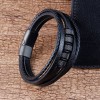 Stainless Steel Leather Braided Bracelets Genuine Leather Multi-layer Men's Jewelry