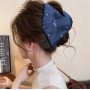 Embroidered Denim High Sense Barrettes Back Head Updo Shark Barrettes