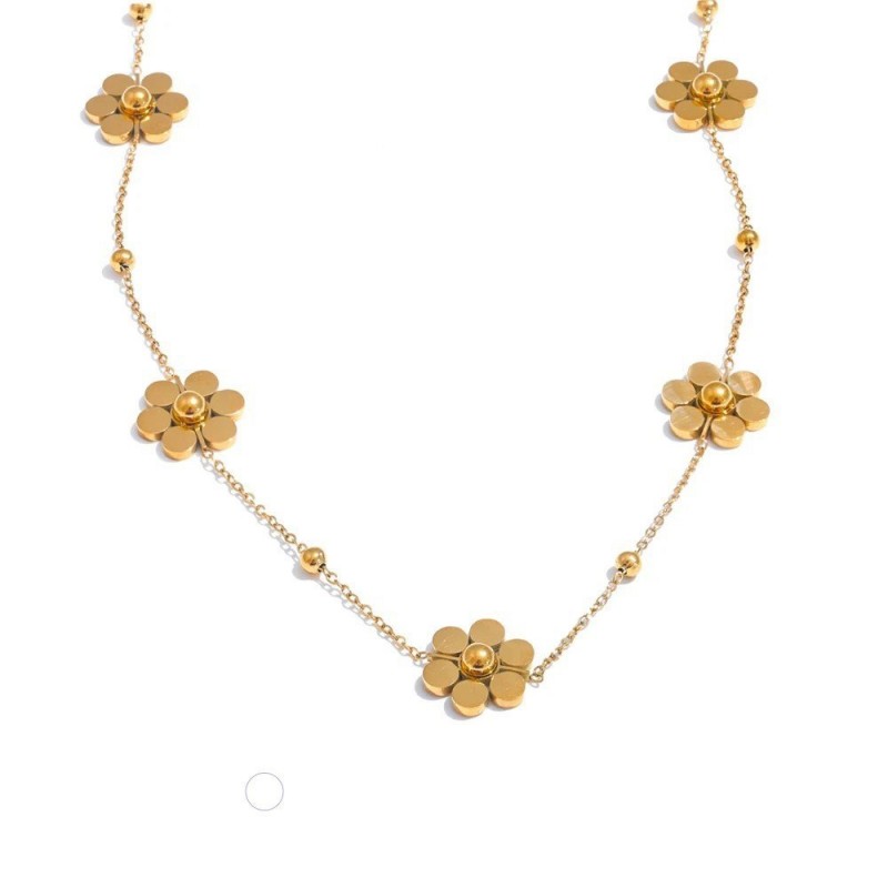 Flower Ornament Stainless Steel Necklace