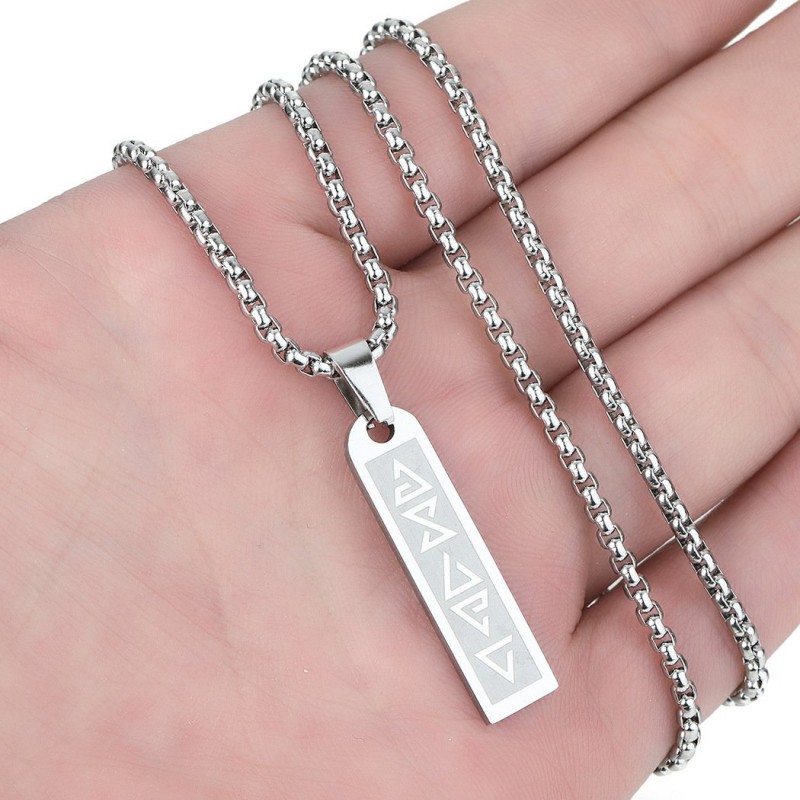 Rectangular Stainless Steel Pendant Necklace