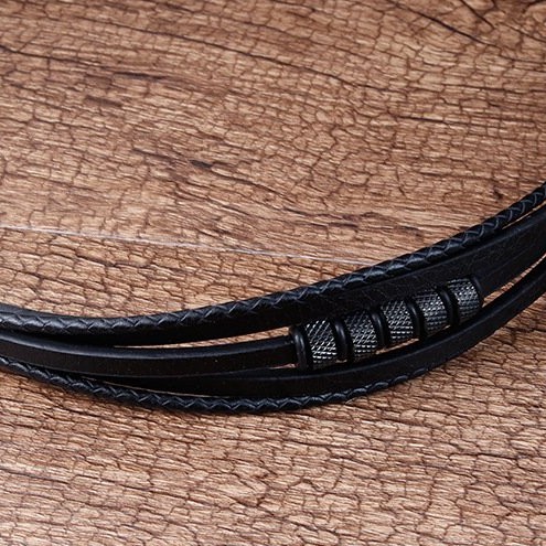 Leather Cord Bracelet Leather Braided Bracelets Genuine Leather Multi-layer Men's Jewelry
