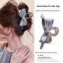 Back Head Blue Denim Bow Barrettes