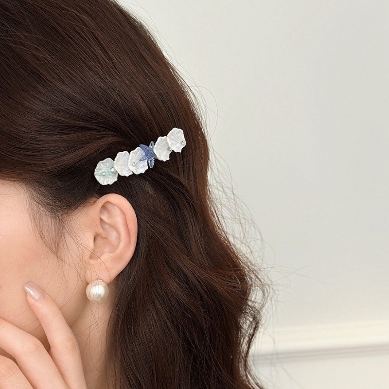 Starfish Shell Side Bang Clip Barrettes