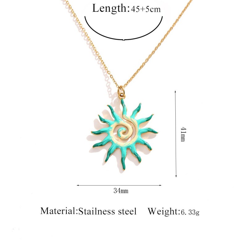 Stainless Steel Sun Pendant Necklace