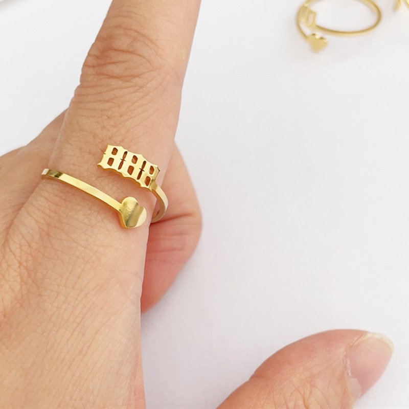 Number Ring Stainless Steel Lucky Number Ring