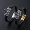 Stainless Steel Personalized Animal Mens Simple Magnetic-Clasp Leather Cord Bracelet