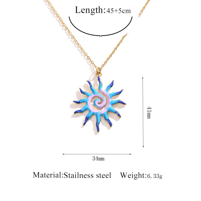 Stainless Steel Sun Pendant Necklace