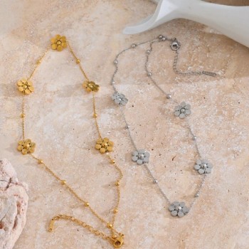 Flower Ornament Stainless Steel Necklace