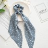 Long Ribbon Large Intestine Ring Headwear Women's Hair Tie Ponytail Bandeau Floral Hair Ring Simple