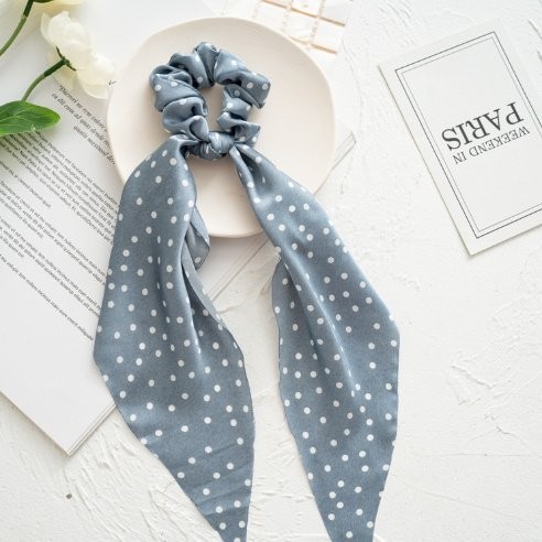 Long Ribbon Large Intestine Ring Headwear Women's Hair Tie Ponytail Bandeau Floral Hair Ring Simple