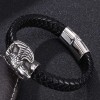 Stainless Steel Bold Leather Punk-Style Eagle Personalized Braided Leather Bracelet For Men