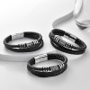 Stainless Steel Multi-Layer Leather Men's Bracelet