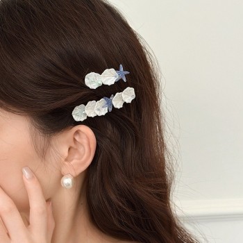 Starfish Shell Side Bang Clip Barrettes