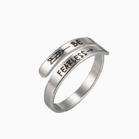 Stainless Steel Ring Retro English Double Ring