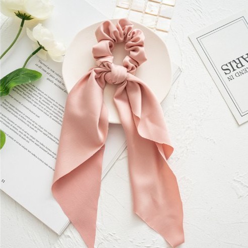 Long Ribbon Large Intestine Ring Headwear Women's Hair Tie Ponytail Bandeau Floral Hair Ring Simple
