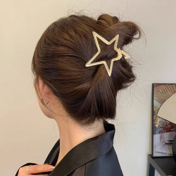 Hollow Pentagram Metal Grip Barrettes
