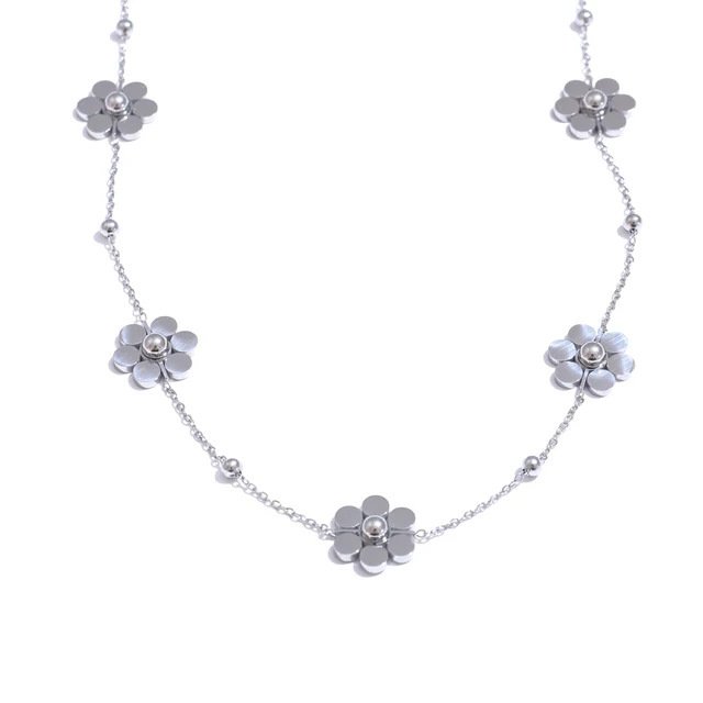 Flower Ornament Stainless Steel Necklace