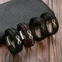 Cowhide Stainless Steel Men's 8-word Multi-layer Magnetic Buckle Bracelet