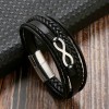 Cowhide Stainless Steel Men's 8-word Multi-layer Magnetic Buckle Bracelet