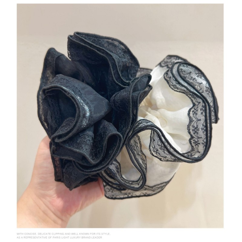 Double Layer Intestine Ring Hair Rope Organza Lace Edge Hair Ring