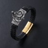 Stainless Steel Personalized Animal Mens Simple Magnetic-Clasp Leather Cord Bracelet