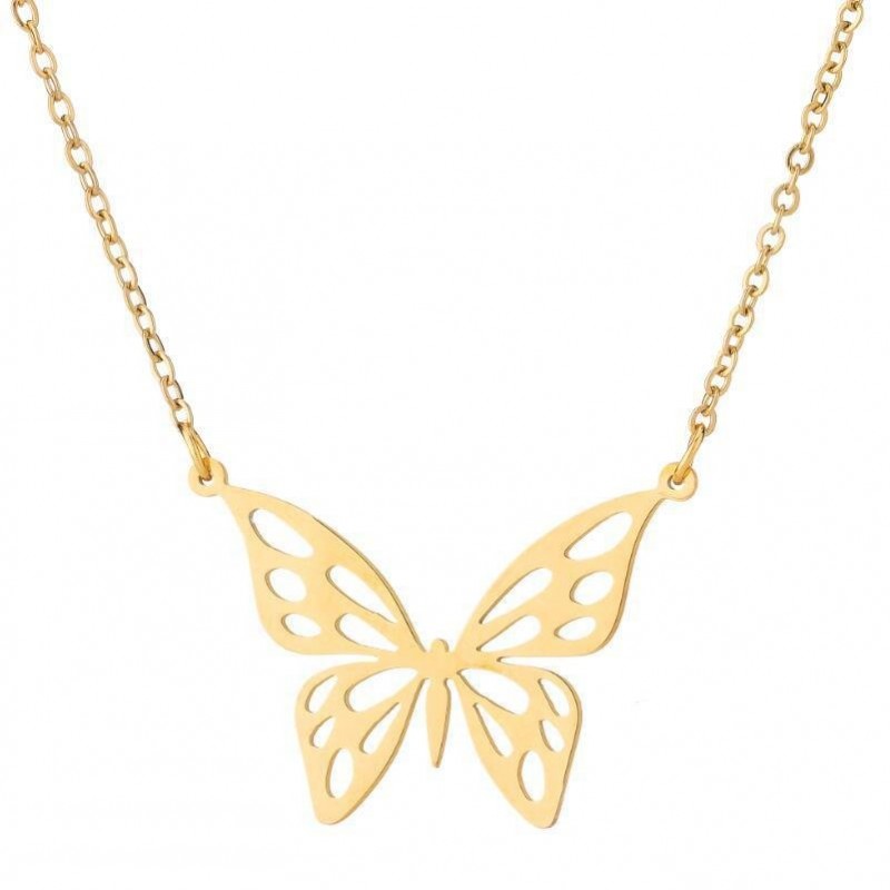 Stainless Steel Hollow Butterfly Necklace