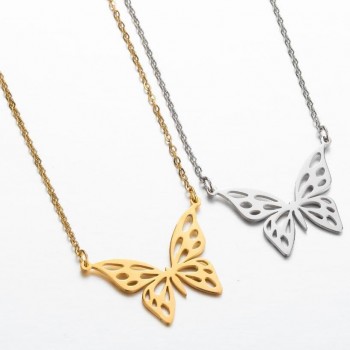 Stainless Steel Hollow Butterfly Necklace