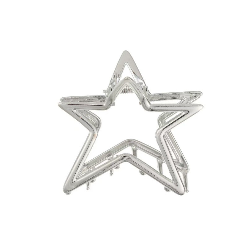 Hollow Pentagram Metal Grip Barrettes