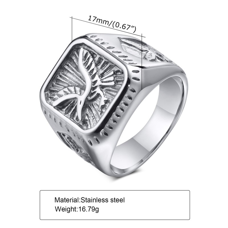 Stainless Steel Eagle Ring Gold Men's Ring