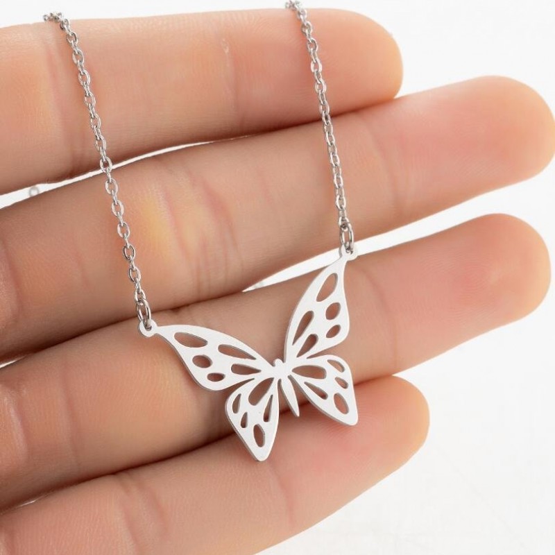 Stainless Steel Hollow Butterfly Necklace