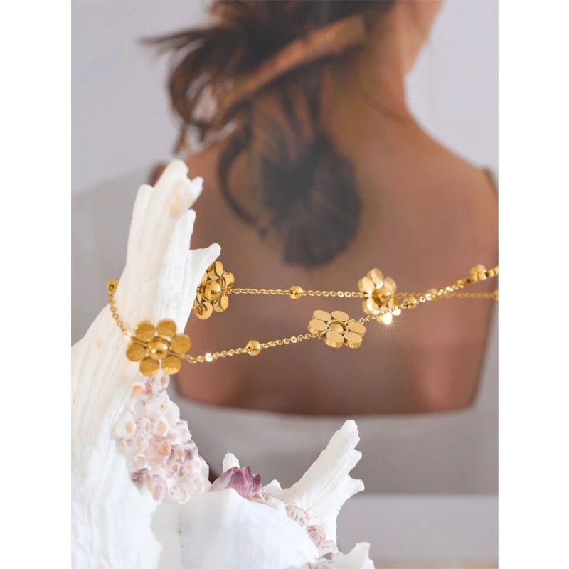 Flower Ornament Stainless Steel Necklace
